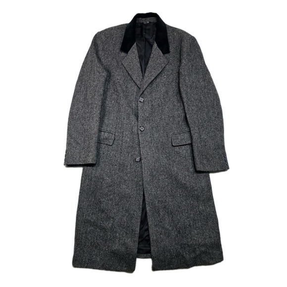 Brigantine Herringbone Chesterfield Coat Mens 40R Tweed Wool Velvet Made In USA